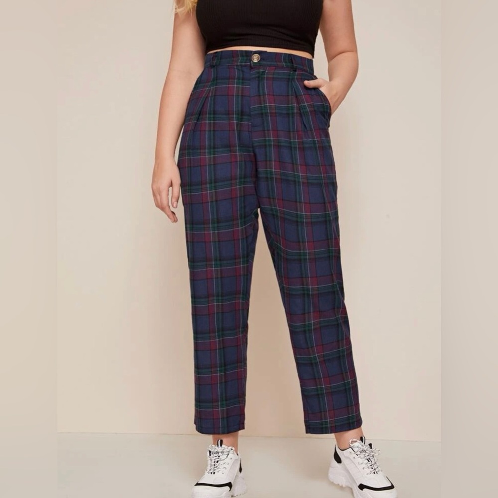 NWOT SHEIN 90’s 1XL Plaid Pants Blue / Green / Grunge / Excellent Condition 💙💚